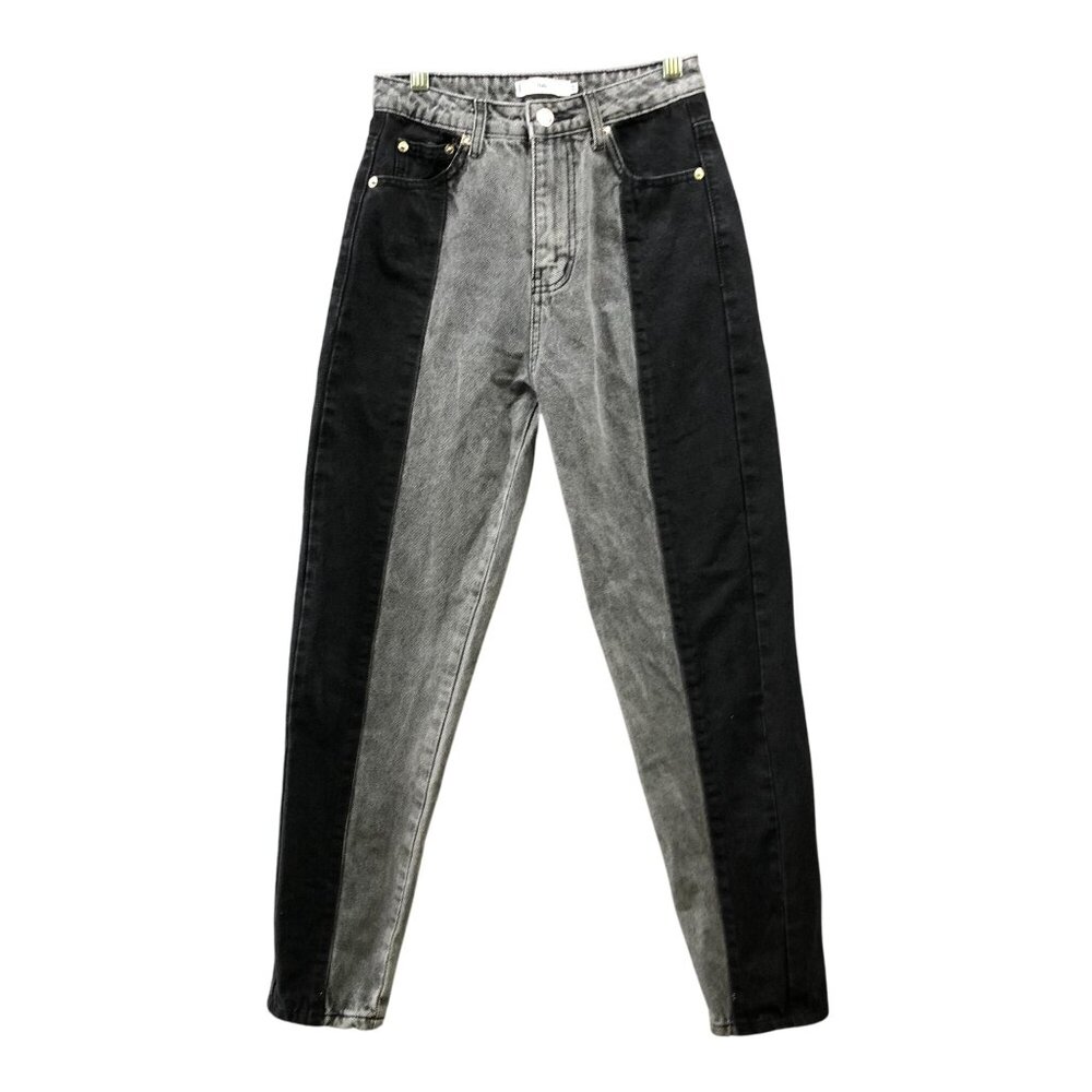 Adika Nori Mom Jeans Womens XS Gray Black High Rise Tapered 24-25'' Waist